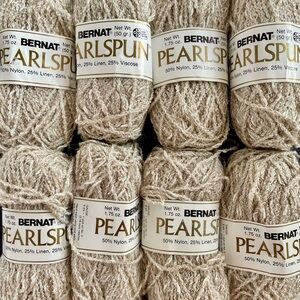 Vintage Bernat Pearlspun Yarn in Flax, Lot of 8 Skeins